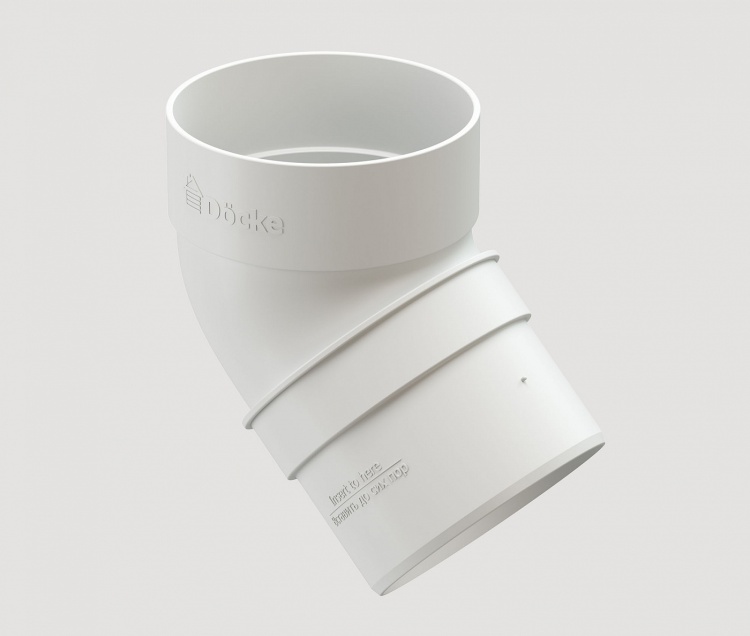 Колено трубы 45 градусов DOCKE Standard, белый